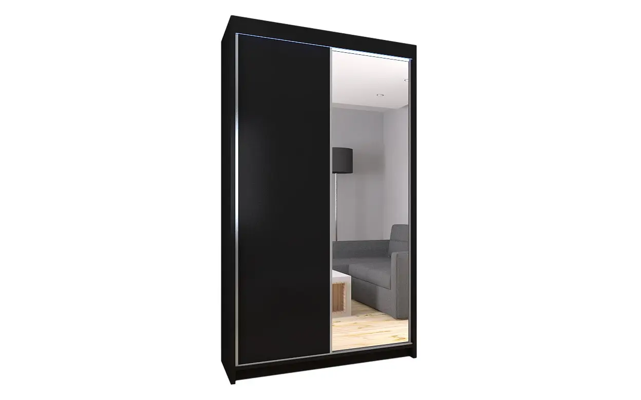120_czarna Szafa przesuwna A88 120cm z lustrem - obrazek 1