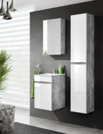Meble łazienkowe GLASSY – funkcjonalny zestaw z połyskiem